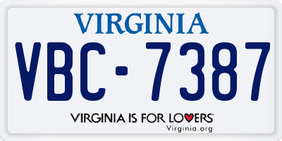 VA license plate VBC7387