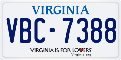 VA license plate VBC7388