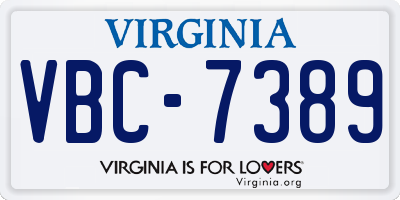 VA license plate VBC7389