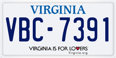 VA license plate VBC7391