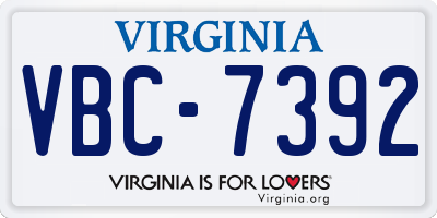 VA license plate VBC7392