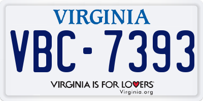 VA license plate VBC7393
