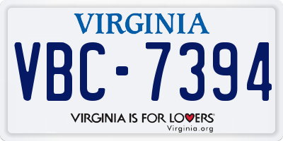 VA license plate VBC7394