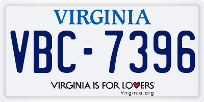 VA license plate VBC7396