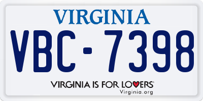 VA license plate VBC7398
