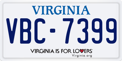 VA license plate VBC7399