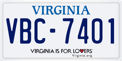 VA license plate VBC7401
