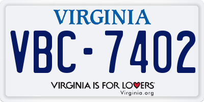 VA license plate VBC7402