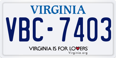 VA license plate VBC7403