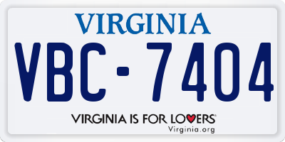 VA license plate VBC7404