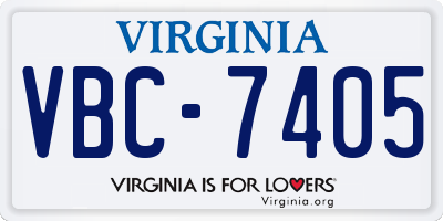 VA license plate VBC7405