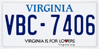 VA license plate VBC7406