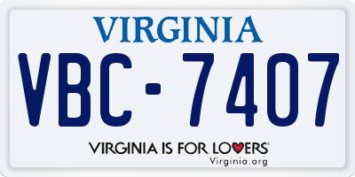 VA license plate VBC7407