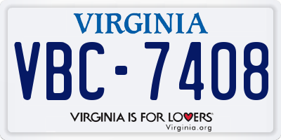 VA license plate VBC7408