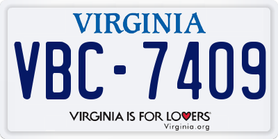 VA license plate VBC7409