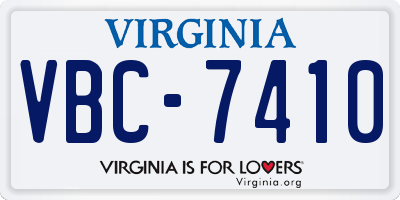 VA license plate VBC7410