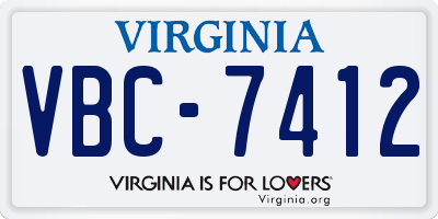 VA license plate VBC7412