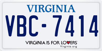 VA license plate VBC7414