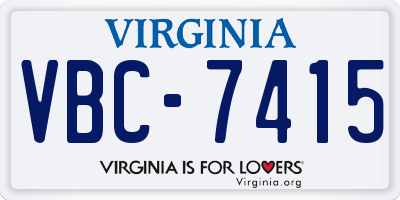 VA license plate VBC7415