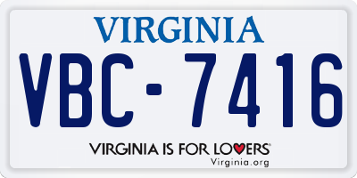 VA license plate VBC7416