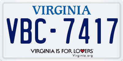 VA license plate VBC7417