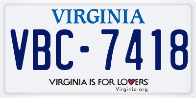 VA license plate VBC7418