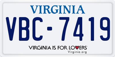 VA license plate VBC7419