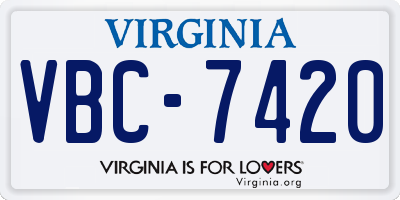 VA license plate VBC7420