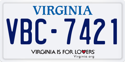 VA license plate VBC7421