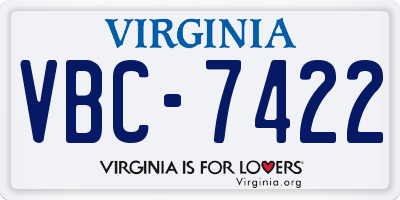 VA license plate VBC7422