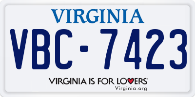 VA license plate VBC7423