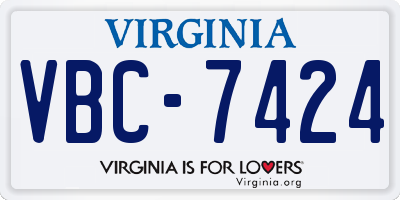 VA license plate VBC7424