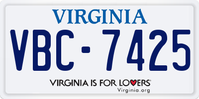 VA license plate VBC7425