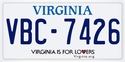VA license plate VBC7426