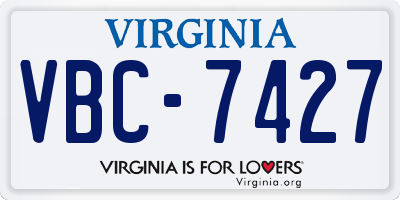 VA license plate VBC7427