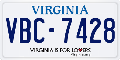 VA license plate VBC7428