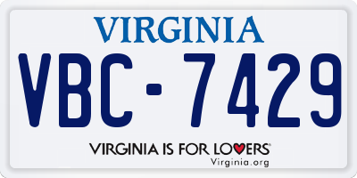 VA license plate VBC7429