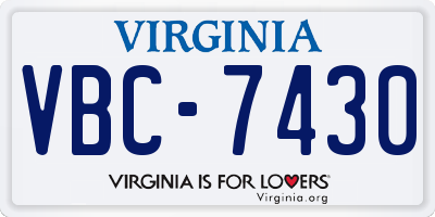 VA license plate VBC7430