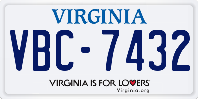 VA license plate VBC7432