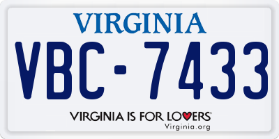 VA license plate VBC7433