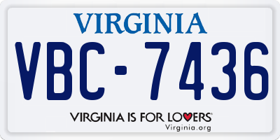 VA license plate VBC7436