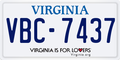 VA license plate VBC7437