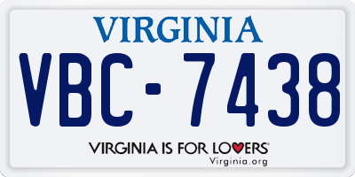 VA license plate VBC7438