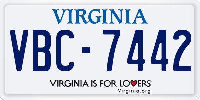VA license plate VBC7442