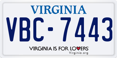 VA license plate VBC7443