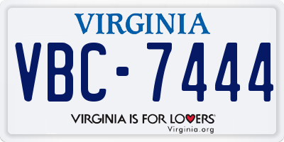 VA license plate VBC7444
