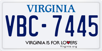 VA license plate VBC7445