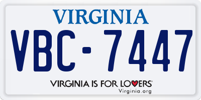 VA license plate VBC7447