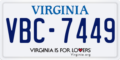 VA license plate VBC7449