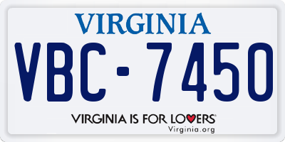 VA license plate VBC7450